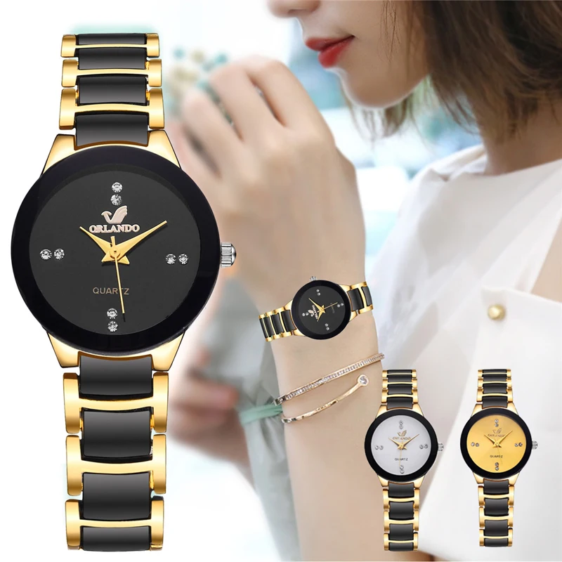 Fashion Women Men Watches Luxury Rhinestone Quartz Steel Strap Casual High Quality Wristwatches For Couple Lover Gift