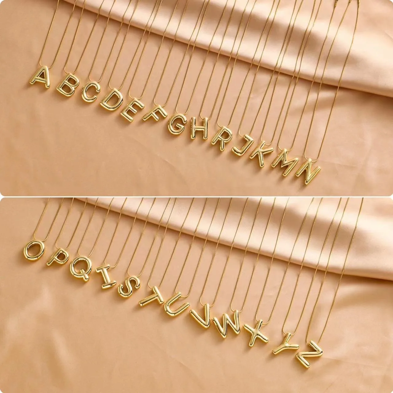 Personalized Gold Necklace Stainless Steel Bubble Balloon Puff Letter Necklace Balloon Initial Letter Pendant Necklace for Women