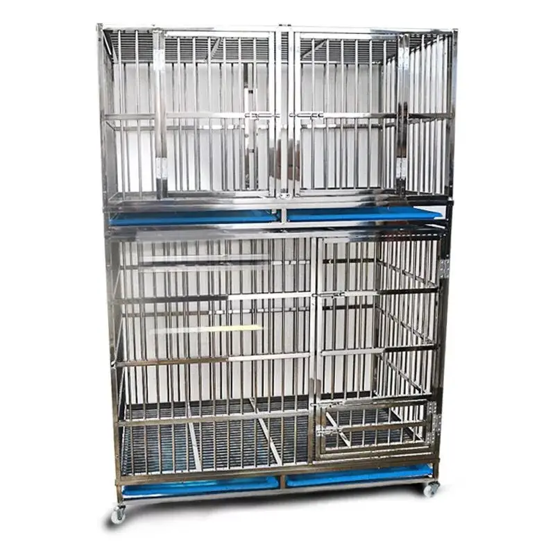 customized size pet shop stainless steel 3 layers stackable dog cage xxl collapsible cage dog