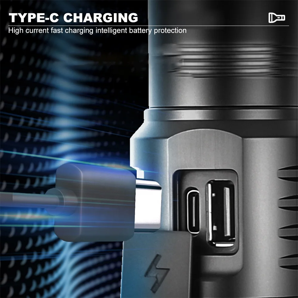 Small Flashlight 8pcs XPG LED 3000 Lumen Portable Flashlight 4 colors Powerful Torch Light Support Output Power Bank Flashlight