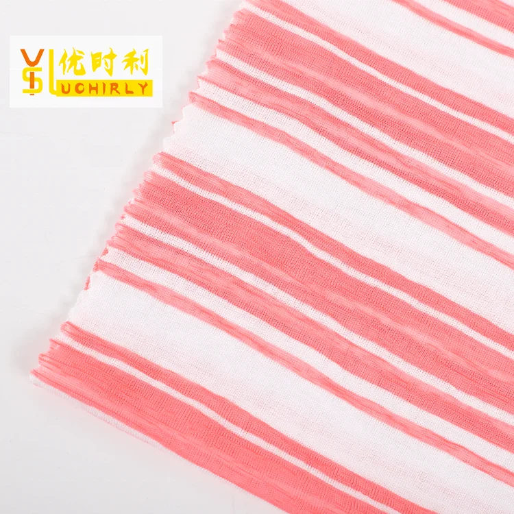 Stripe yarn dyed TR jersey polyester rayon fabric stripe single jersey knit fabric