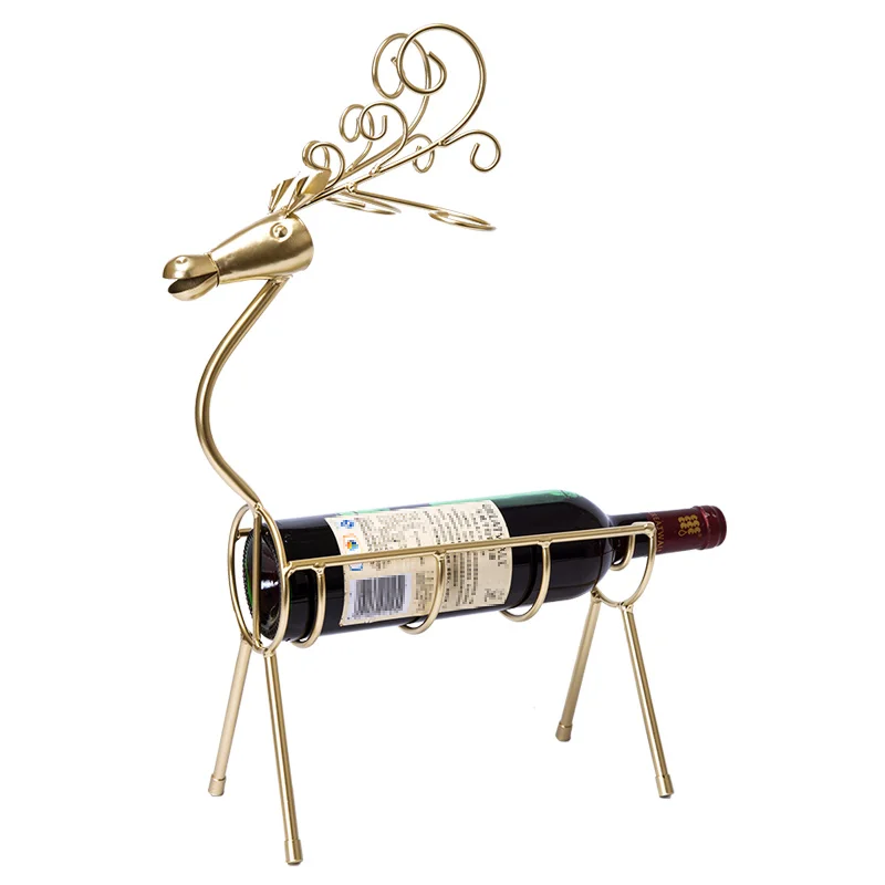 modern home decor wire wine rack deer statues metal wine bottle holder