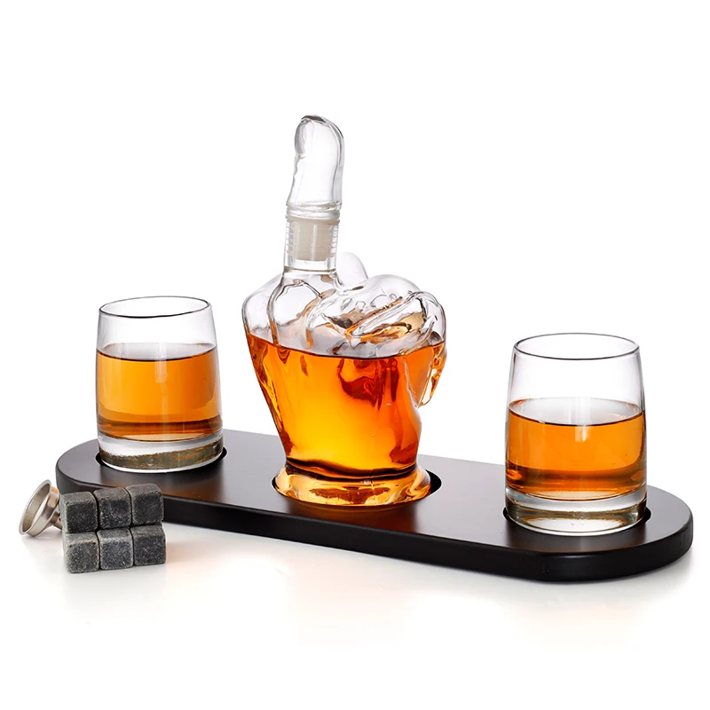1000ml High Quality Creative design finger shape glass whiskey decanter set