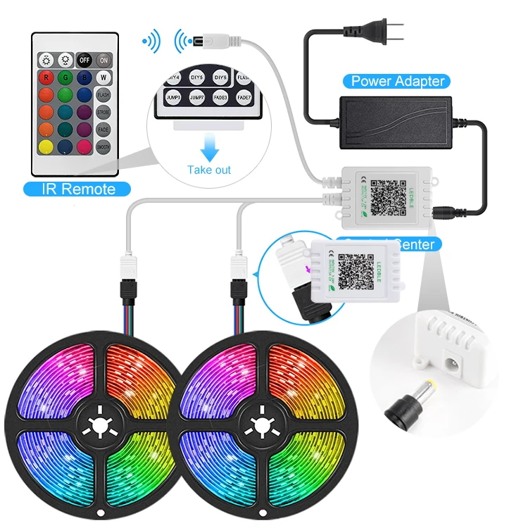 Оптовая продажа дешевая уличная гибкая светодиодная лента 2835 5050 SMD RGB с Wi-Fi 12 В 5 м