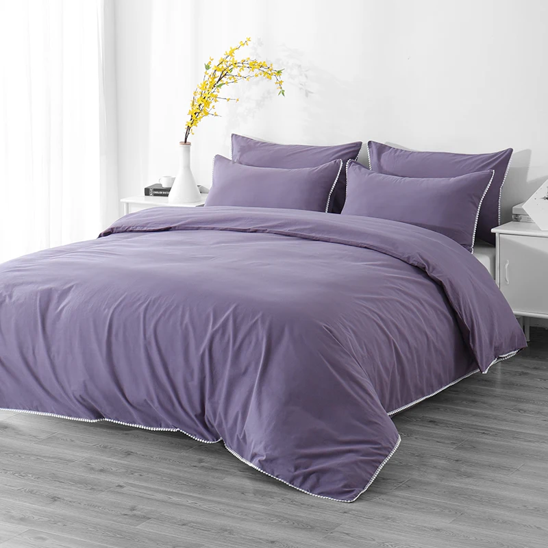 Solid Color Purple Bed sheets Bedding Set 3 or 4 pcs