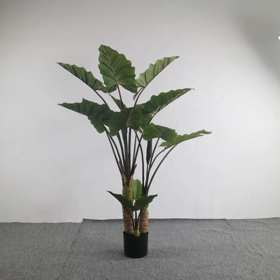 Garden decorative real touch artificial taro plant tree with pot for exporting