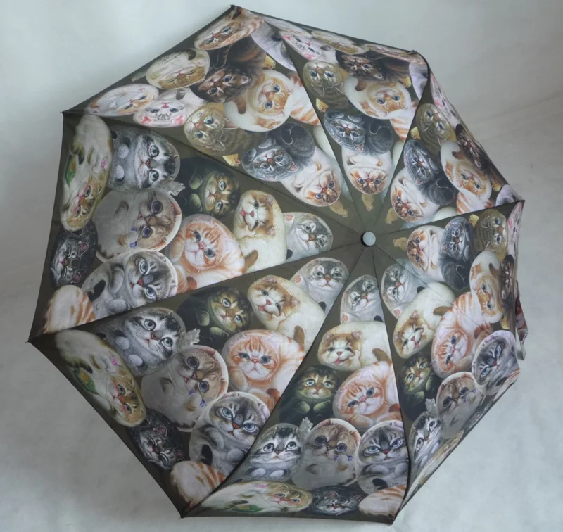 Ok Umbrella 21inch 8k auto open and close cat design 3 fordable umbrella for gift
