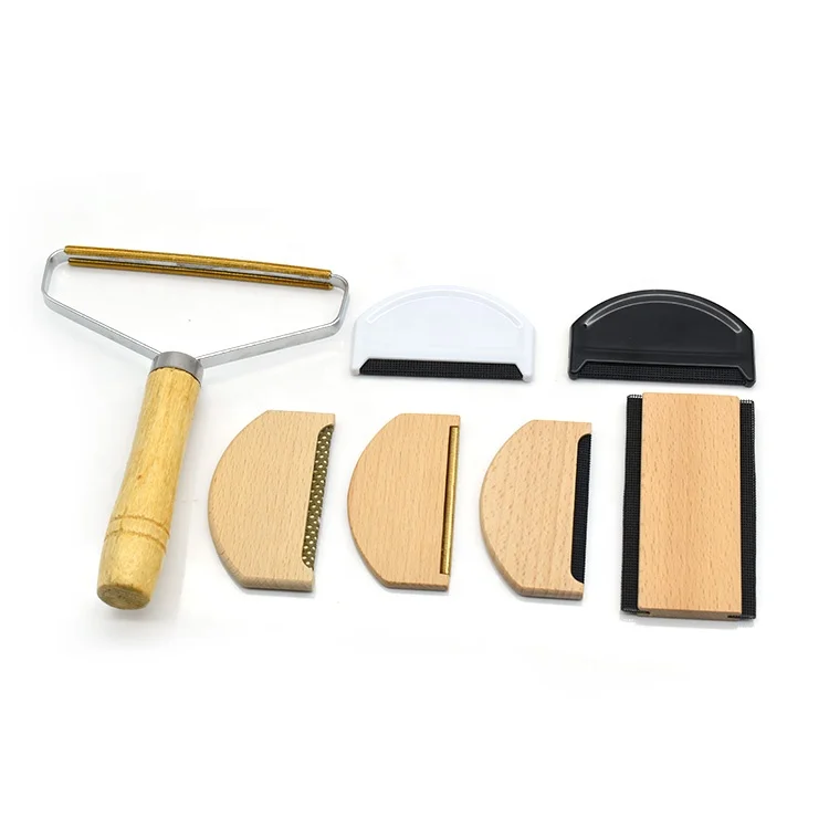Custom Logo Wooden Sweater Comb Cashmere Comb Portable Pet Lint Roller Hair Remover Brush for Clothes