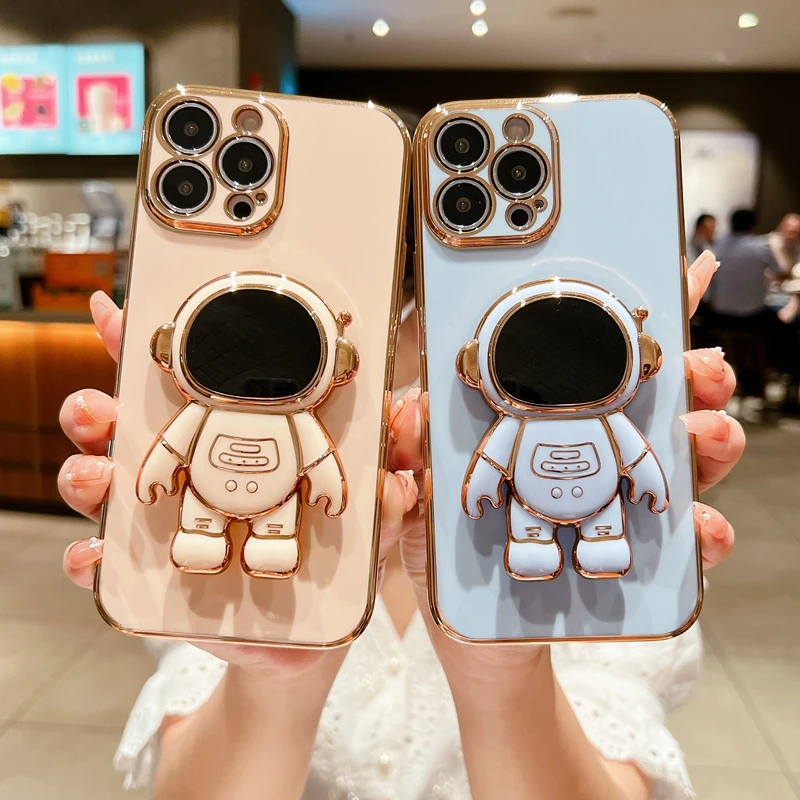 MAXUN гальванический 6D астронавт складной Стенд чехол для телефона iPhone X XS XR 11 12 13 14 Plus Pro