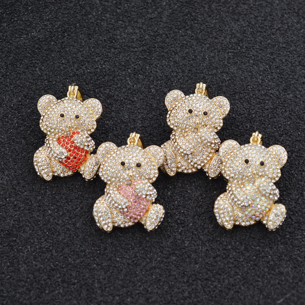 Personalized Iced Out Moissanite Diamond Gold Silver Bling Bear Cross Letter Virgin Mary Hip Hop Fine Jewelry Pendants & Charms