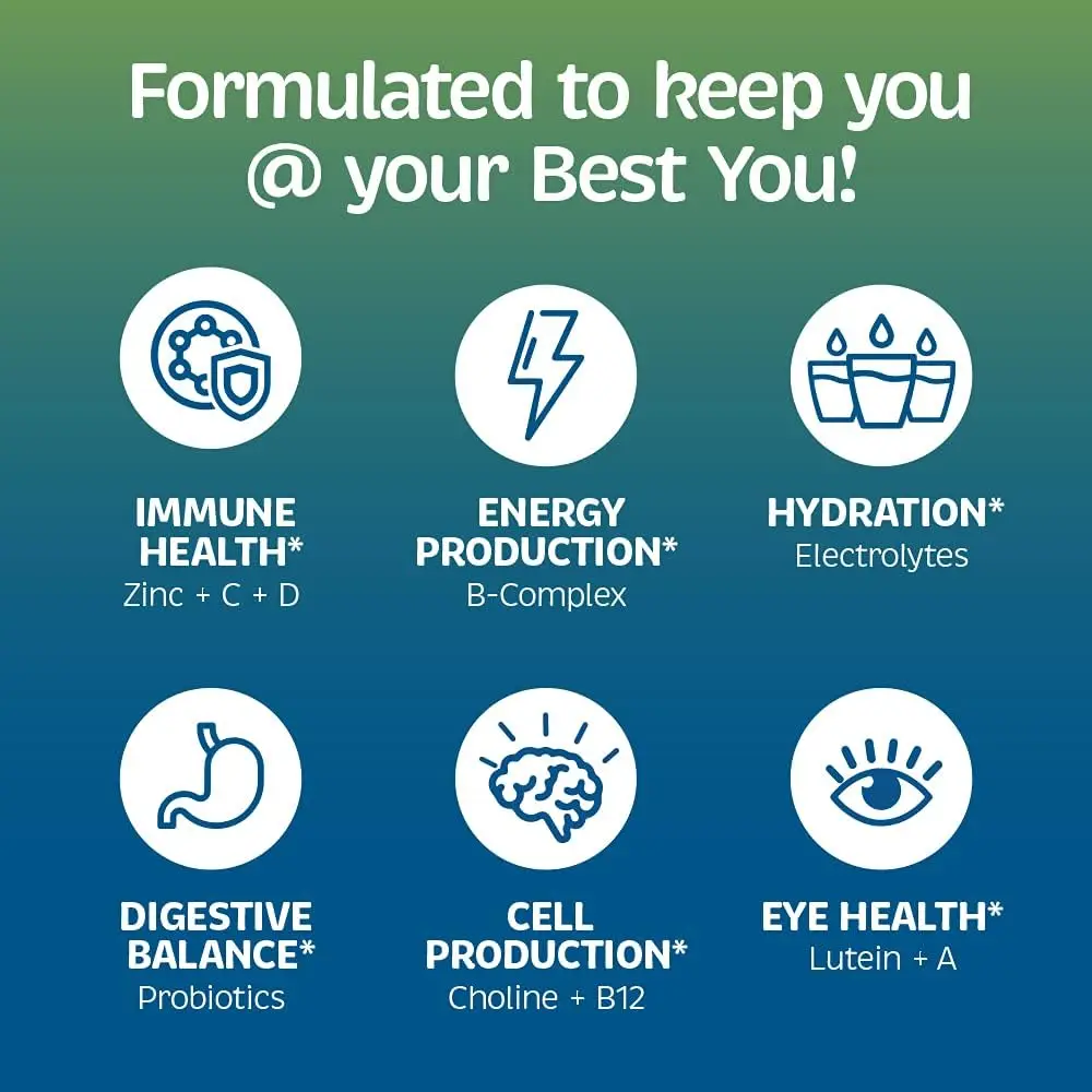 sugar-free multivitamin powder hydration mineral 3X electrolyte vitamin drink 9 organic superfoods probiotic exercise supplement