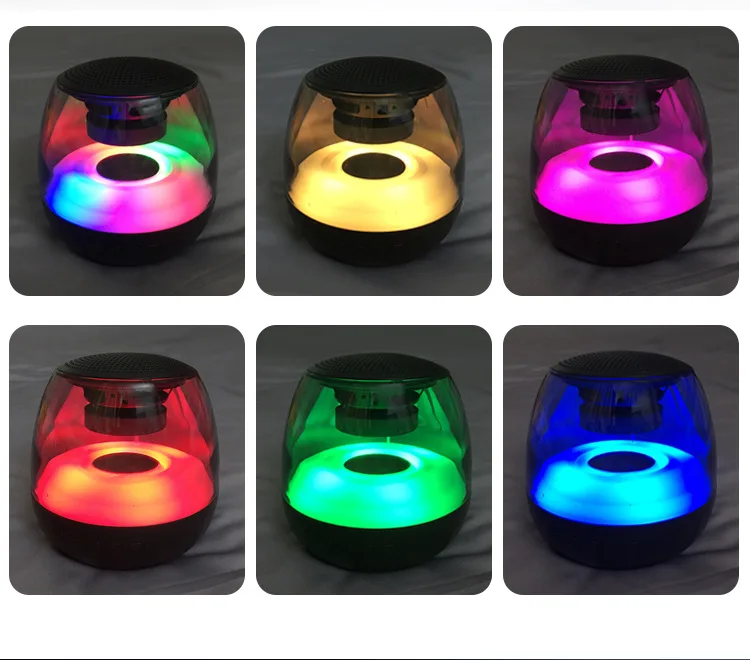 New Design OEM Stereo Sound RGB led Colorful Light blue tooth speaker with FM radio