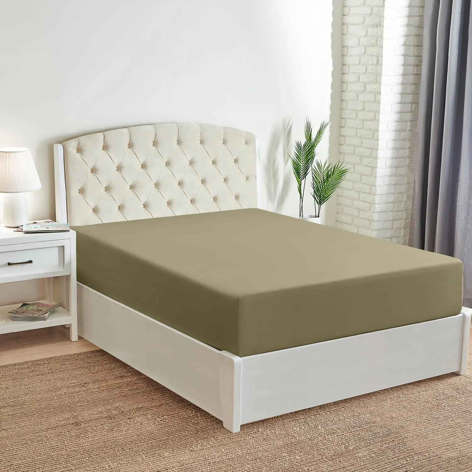 Лидер продаж Amazon OEM/ODM sabanas 18-24 дюйма глубокие карманы оливково-зеленый микрофибра простыни тюк натяжная