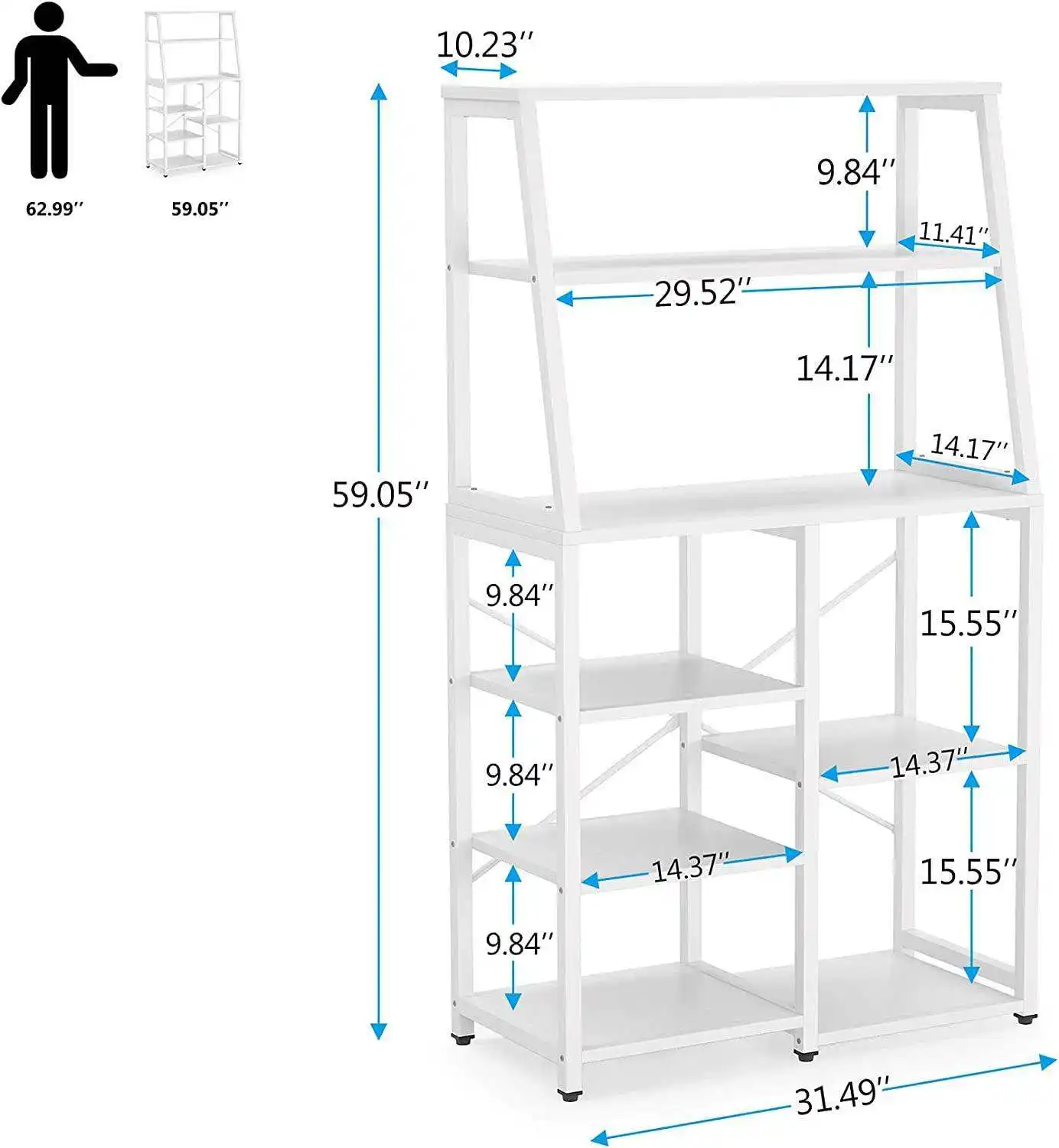 Industrial Bookshelf  8-Tier Bookcase Storage Shelves Organizer Modern Etagere Bookshelf Display Rack