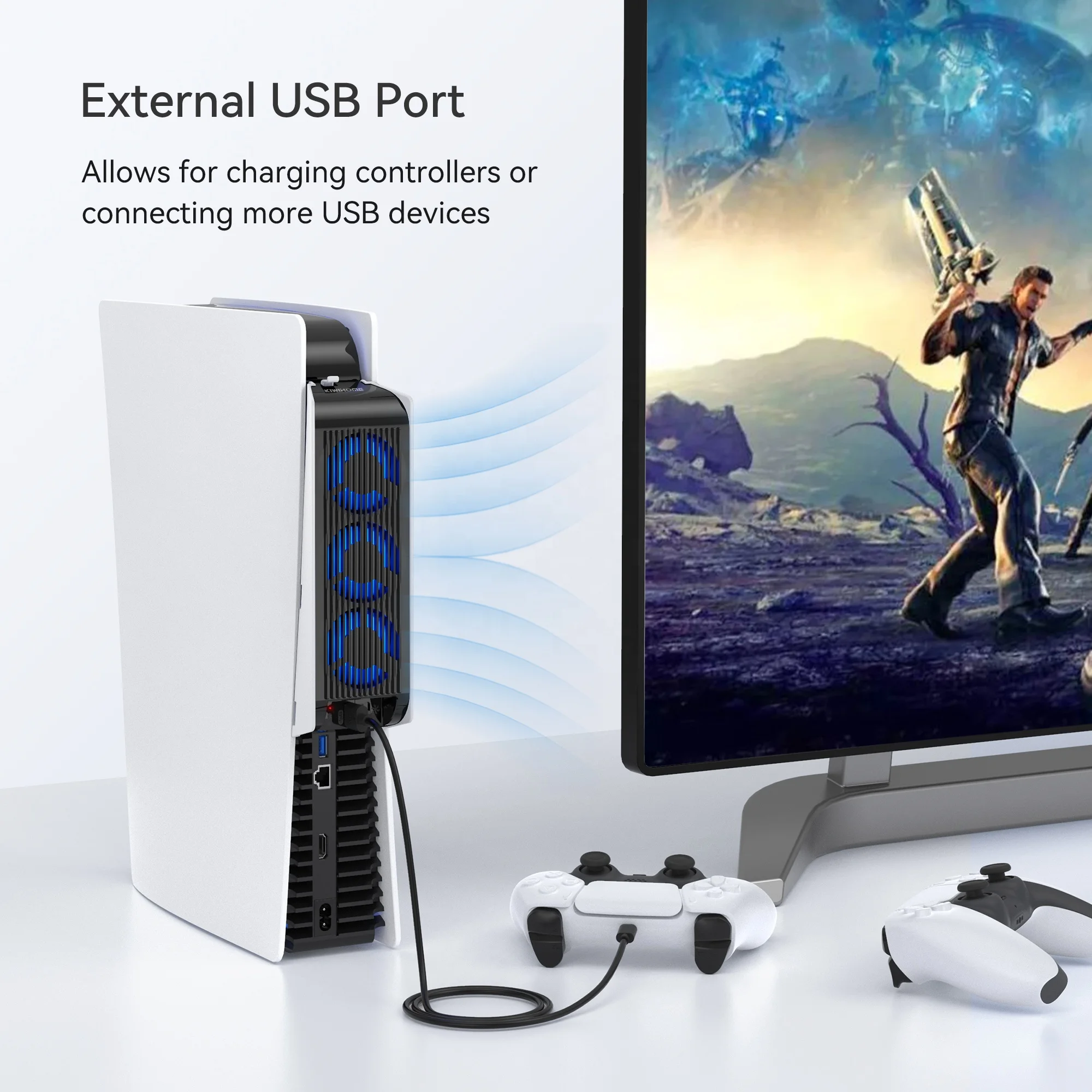 Консоль вентилятора PS5 с USB-портом кулер тремя вентиляторами охлаждающий вентилятор для аксессуаров консоли Ps 5