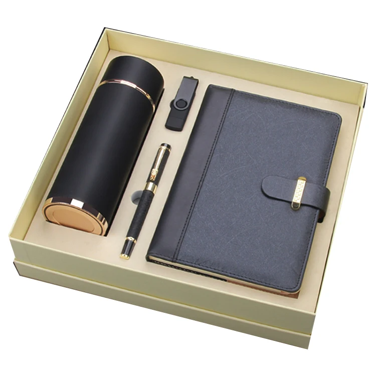 Custom Printing Premium Leather Blank Journal A5 Softcover Black Luxury Writing Notebook Gift Set With Pen Travel Diary For Men