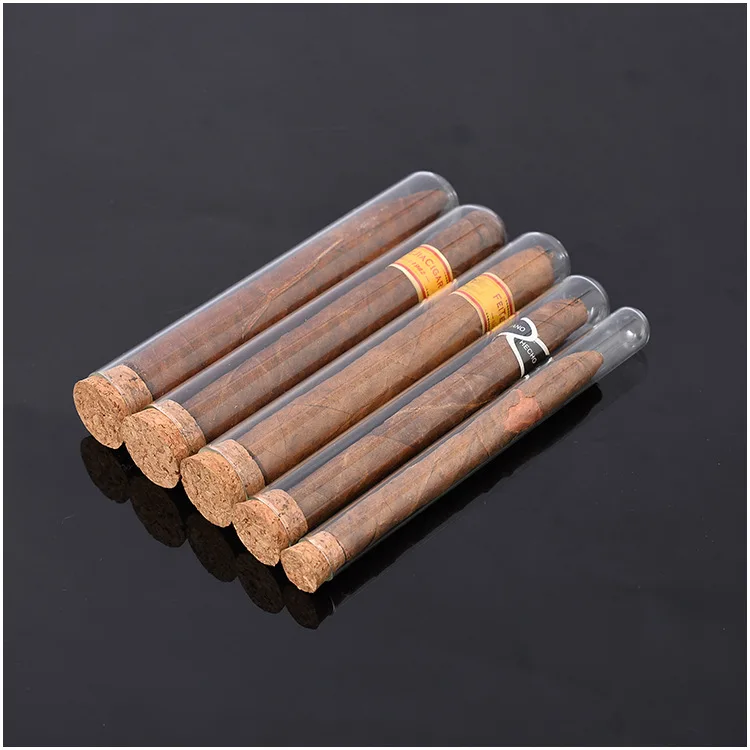 Factory custom high quality glass vial cork lid cigar clear glass vial glass test tube empty vial for cigarette / cigar