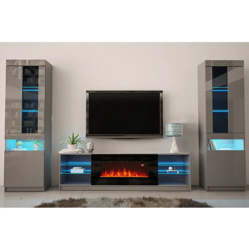 Hot Sale Modern Cheap Led Lights 85 Inch Universal Design Living Room Furniture Center Fire Place With Tv Stand