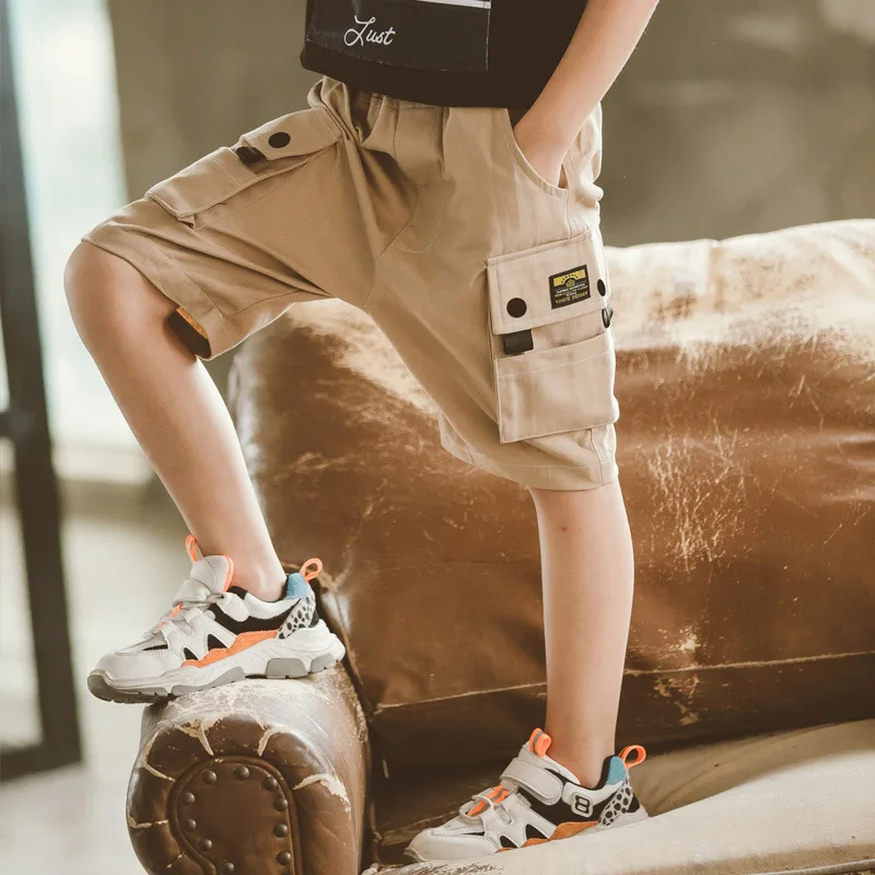 
2021 Hot sale boys cargo short pants wholesale boys beach shorts cotton Summer boys shorts 12 years old 