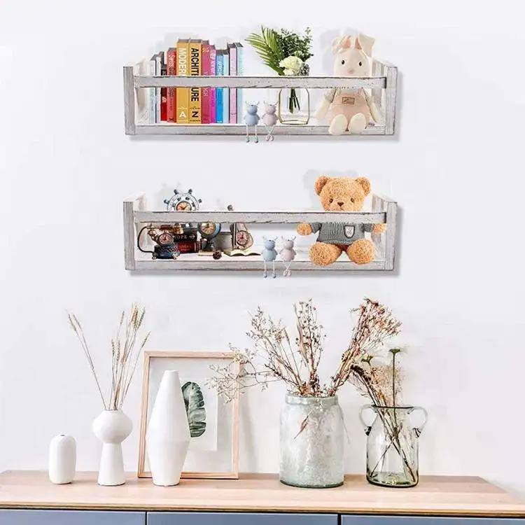 Carbonized Black Floating Shelves Wall Mounted Solid Wood Wall Shelves Wooden Storage Shelf