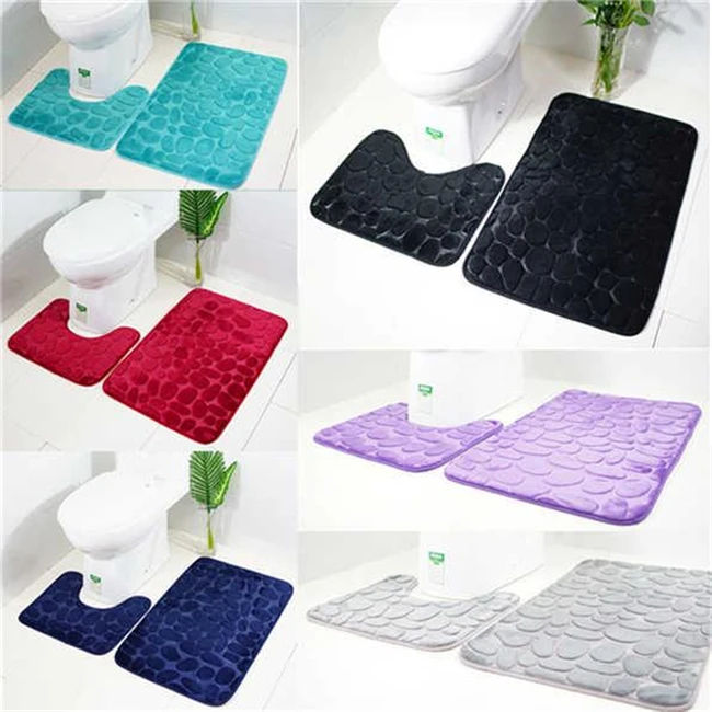 MZL Home Two-piece Bathroom Mat Toilet Mat Set Goose Egg Stone Carpet Two-piece Bathroom Non-slip Mat