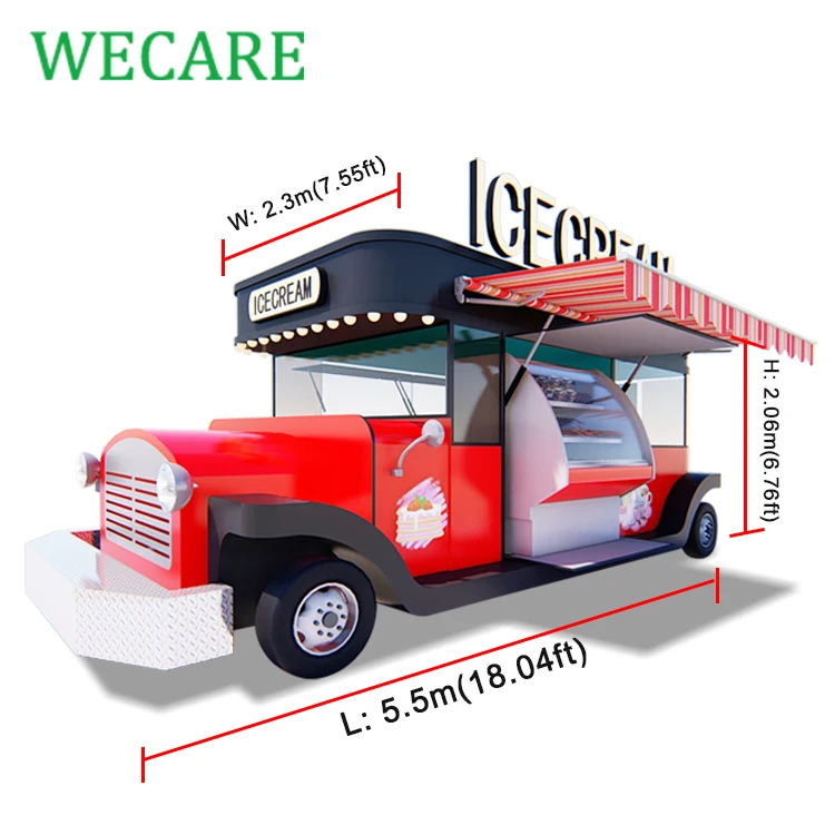 WECARE electric fast food truck mobile kitchen trailer coffee bar van street food cart truck
