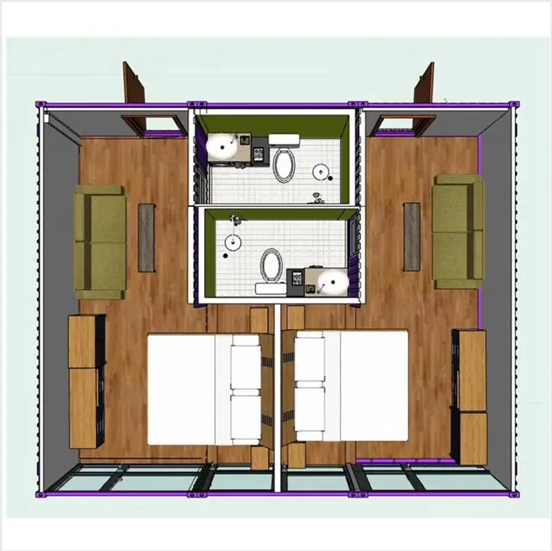 luxury cheap prefab shipping china container house set 3 rooms