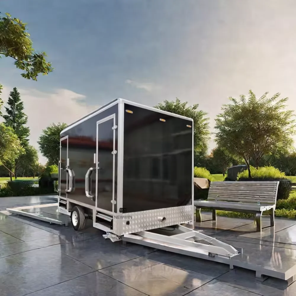 2024 Best Selling 4 Station Prefab House Portable Bathroom Outdoor Camping Mobile Toilet Trailer Luxury Restroom Trailer
