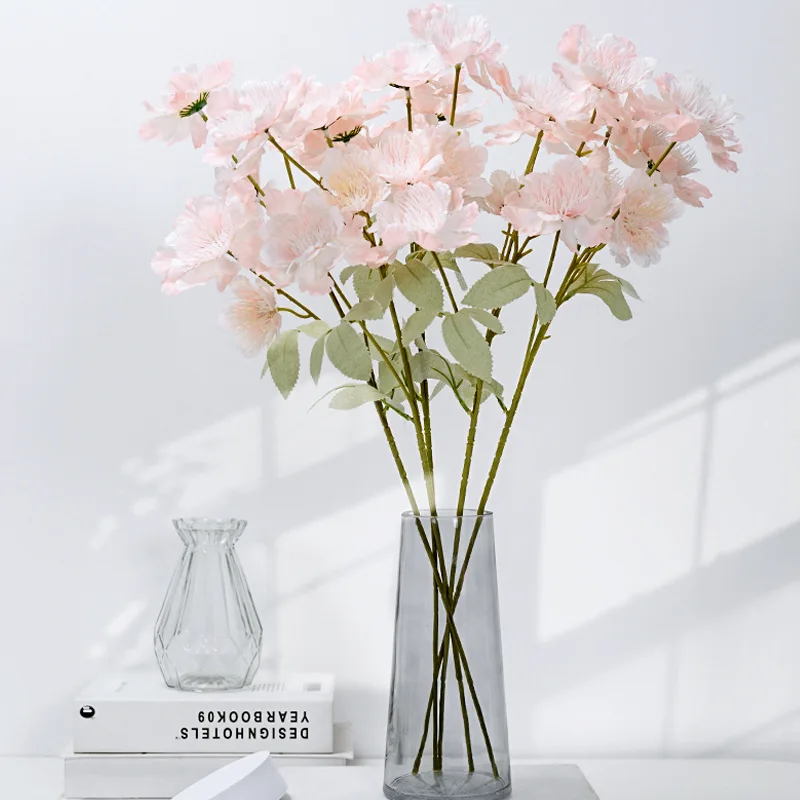 Hot Sale 60 cm Rose Pink Silk Peony Artificial Flowers Bouquet Decorative Peony Flower  For Home Wedding Decoration