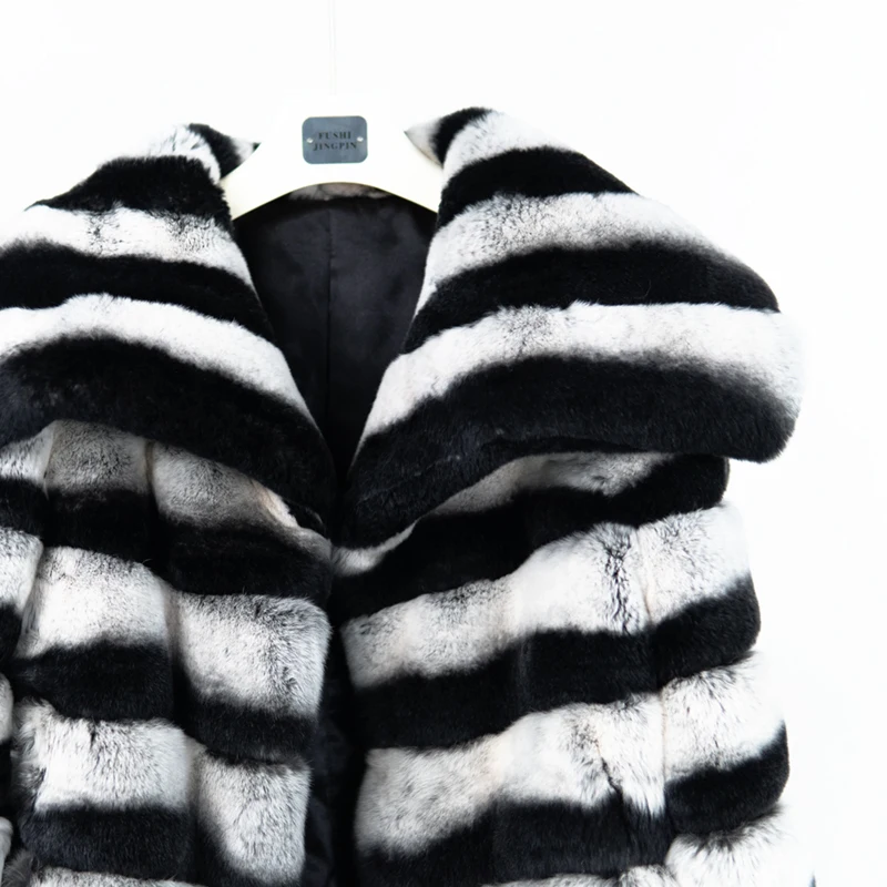 NAFA Customize Classic Chinchilla Like Ladys Oversize Collar Real Fur Coat With Best Quality Wholesale Price