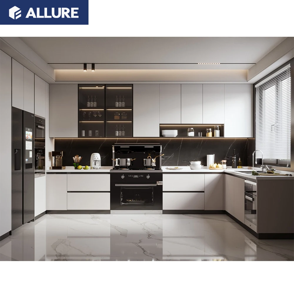 Allure Modern White High Gloss Lacquer Factory Smart Direct Cuisine Complete Good Quality Kitchen Unit Cabinets