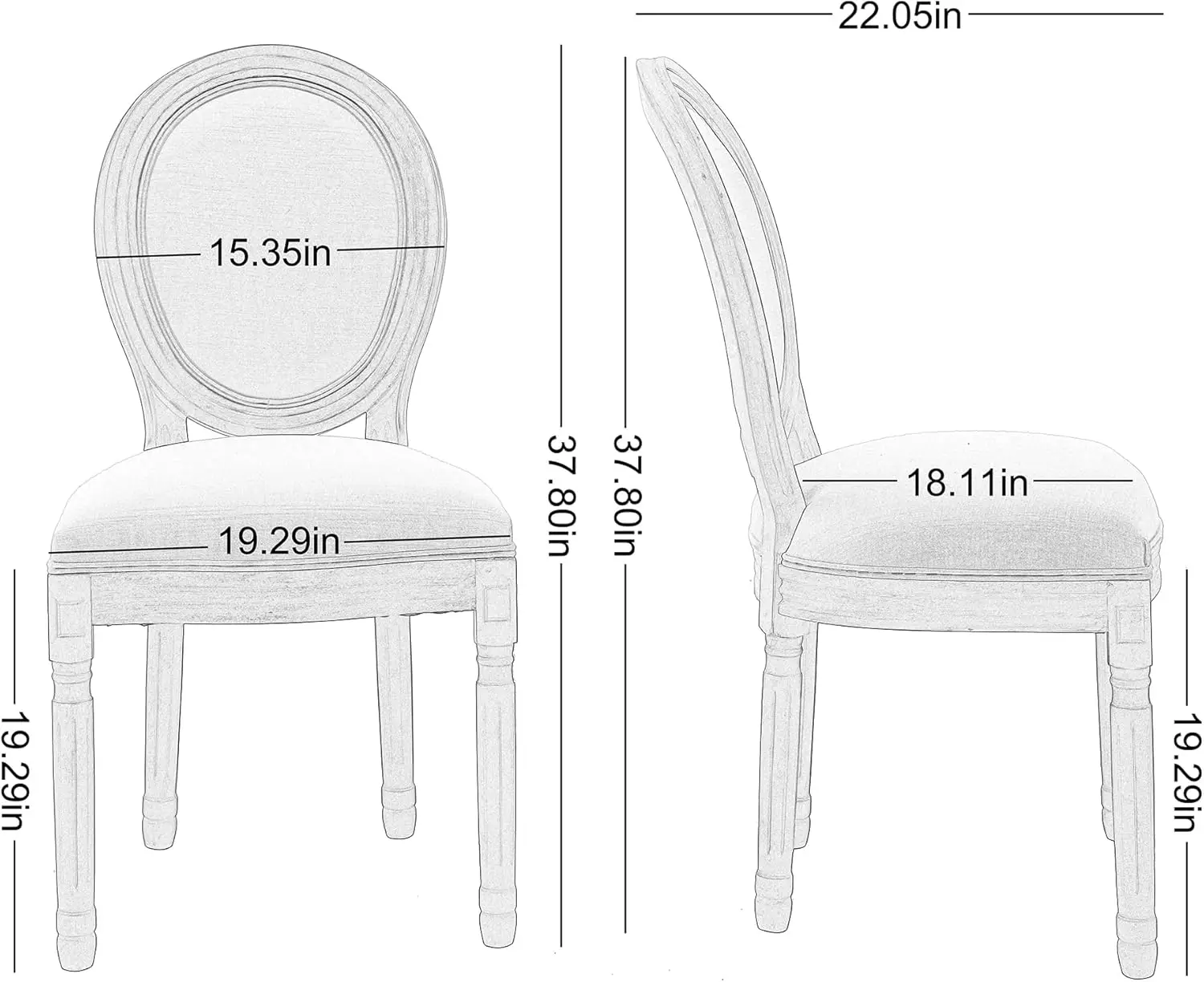 GSD Outdoors Bistro Chairs Patio French Country Farmhouse Wood Round Back Dining Chair for Dining and Living Room Premium Chair