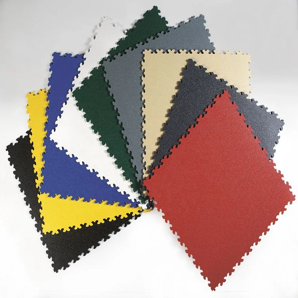 7mm Interlocking Garage Vinyl Flooring PVC Plastic Workshop Floor Tile / Eco-friendly Garage Plastic Floors