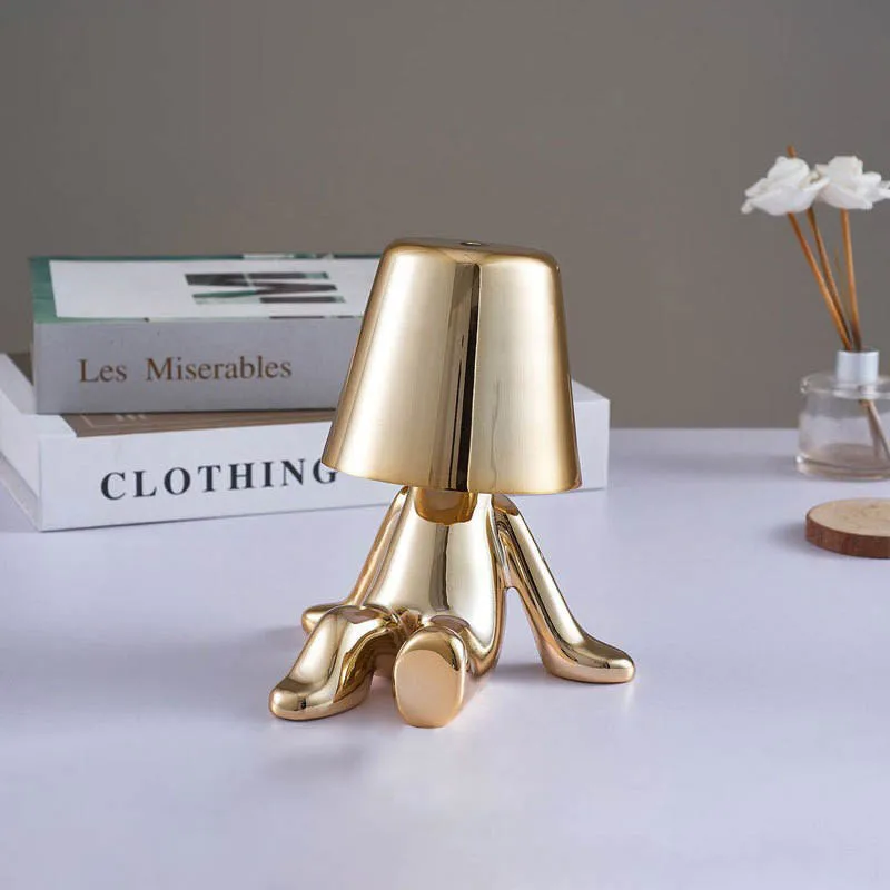Thinker Little Golden Man Table Lamp Rechargeable LED Night Light Decorative Ornament Atmosphere Bedside Thinker Lamps