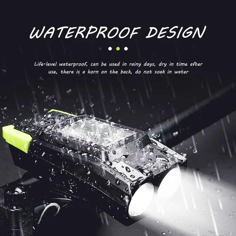 120db Electric Horn Spoke Lampoutdoor Alarm Speaker Usb Rechargeable Waterproof Led Bicycle Front Light Bike Light