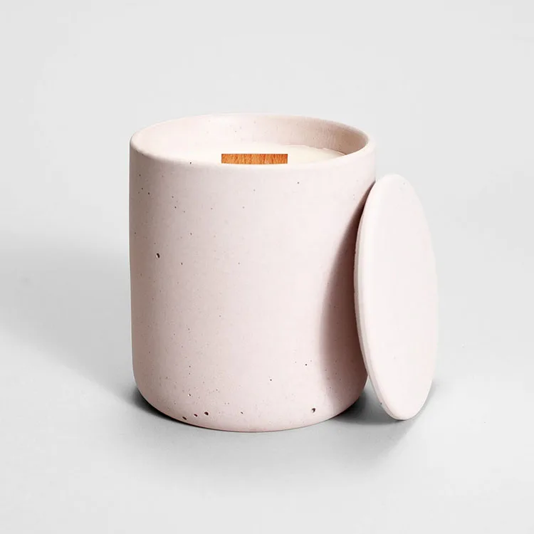  New Design Round Bottom16oz 480ml Light Grey Large Empty Cement Concrete Candle Container Jar with