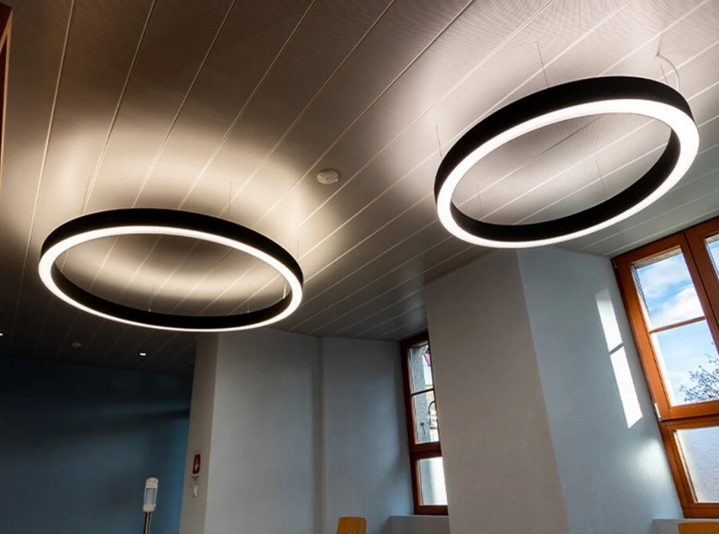 PDR106080-1 Dia 450mm 20W Decorative Stairs Living Room Chandelier Modern Hotel Lobby Hanging Lamp Circle Ring Pendant Light