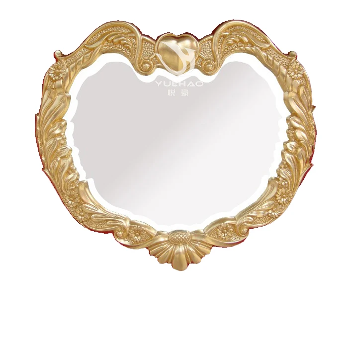 Polyurethane Foam Material Antique Gold Color Handmade Mirror Frame Wall Hanging