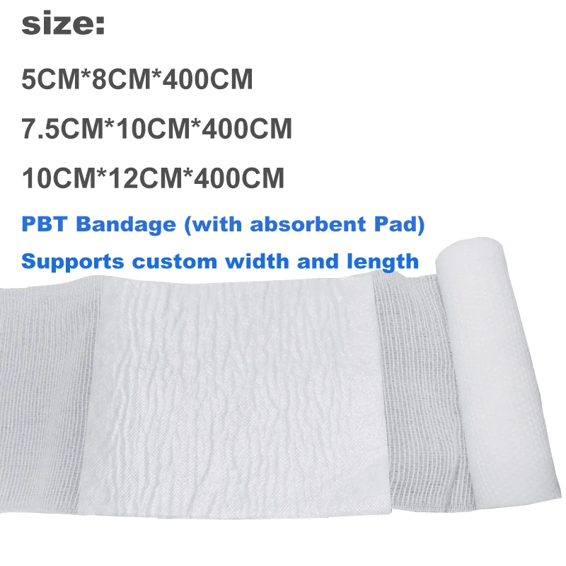 Wholesale PBT Elastic wound dressing medical gauze bandage roll dressing Bundle 10cm*12CM*4M support custom LOGO width length