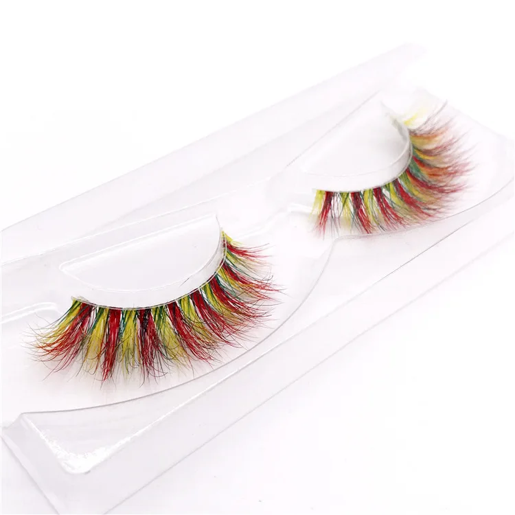 3d 5d colorful eyelashes crazy design party style color false lashes private label customer korea silk eyelash