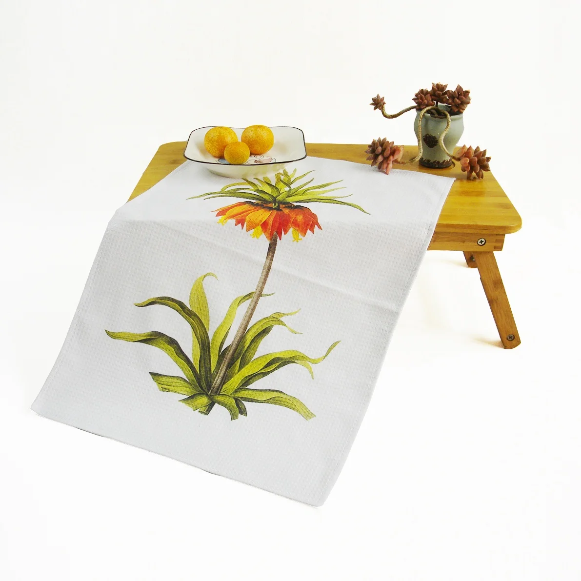 2022 small hand fabric farmhouse custom print reusable microfiber polyester white waffle weave tea sublimation kitchen towels