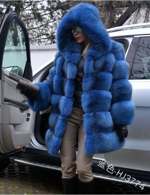 2020 New Arrival Wholesale Winter Warm Whole Skin Luxury Fake Fox Fur Coat Long Style Women Faux Fur Coats Jacket with Hooded