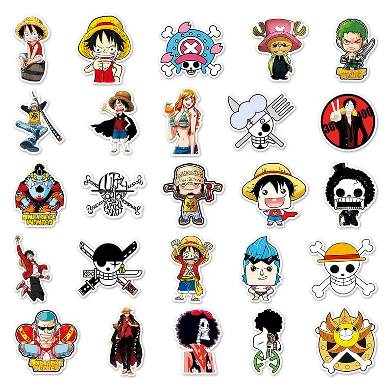 50pcs Factory Direct Sales Anime Sticker Waterproof Kiss cut Sticker Sheet Printing Anime One Piece Cartoon Sticker