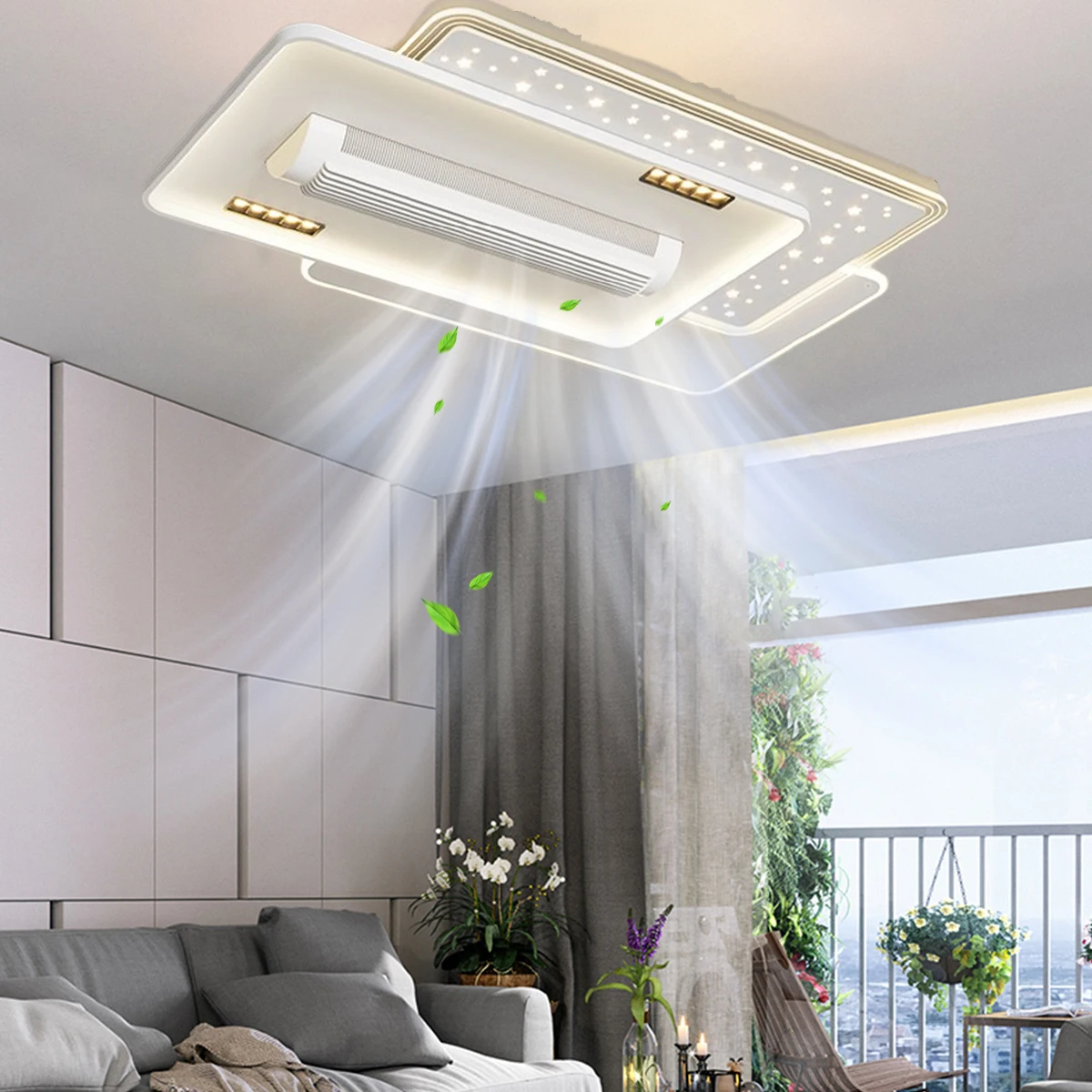 Smart Voice bladeless ceiling fan with light Remote control bladeless fan lamp Smart LED Fan Light for Home Bedroom