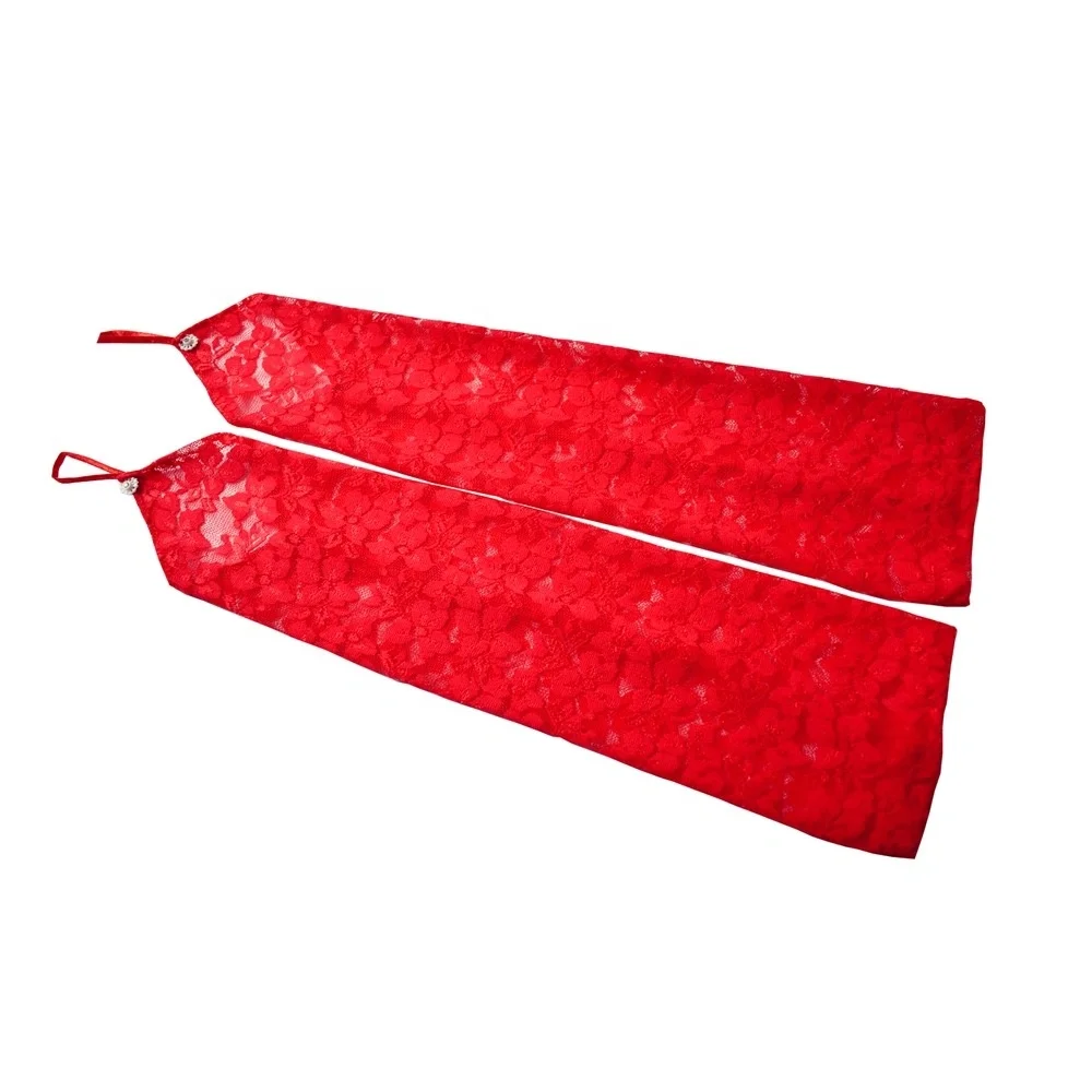 European American Wedding Dress Bridal Gloves with Bright Diamond Lace Hook Finger Long Sexy Gloves in Fashion