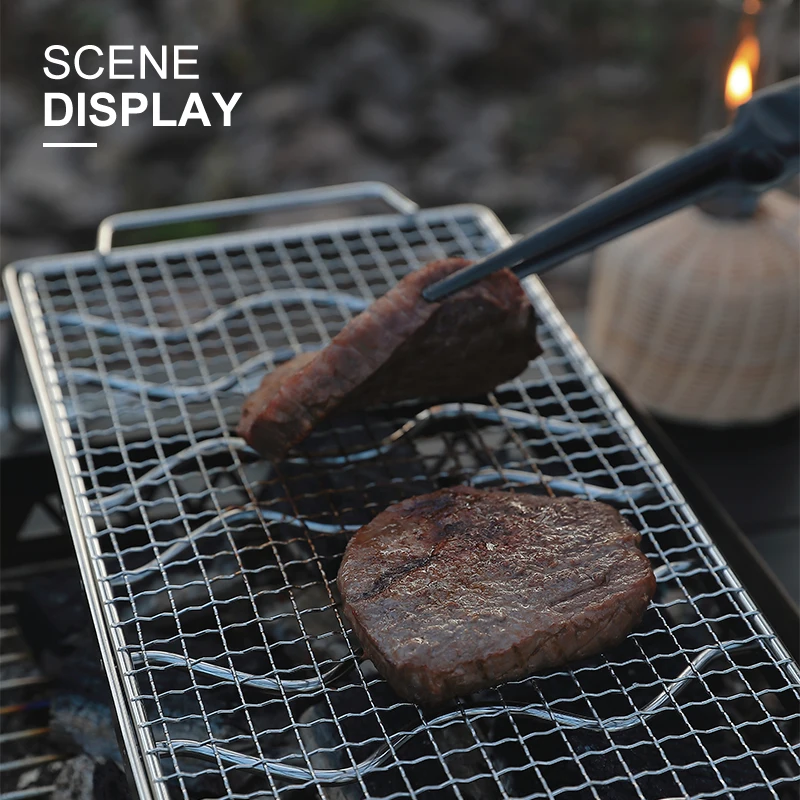 Campingmoon Camping outdoor wire mesh rack net mesh nonstick bbq grill grate grid stainless steel bbq grill grate grid