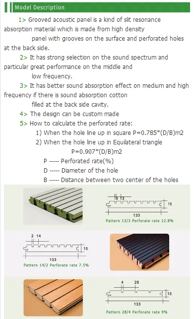 TianGe Factory wooden timber grooved perforated acoustic panel