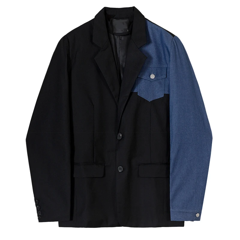 Custom Wholesale Men Casual Denim Patch Suit Blazer Jackets  Two Button Lightweight Unlined Sport Coat