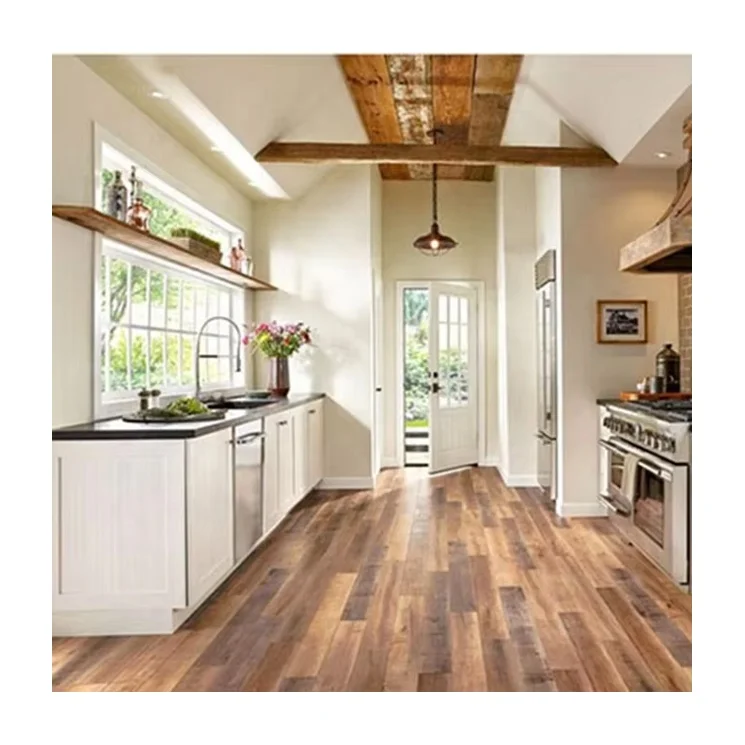 12mm Brown Distressed HDF Non Slip Dark Grey Laminate Flooring