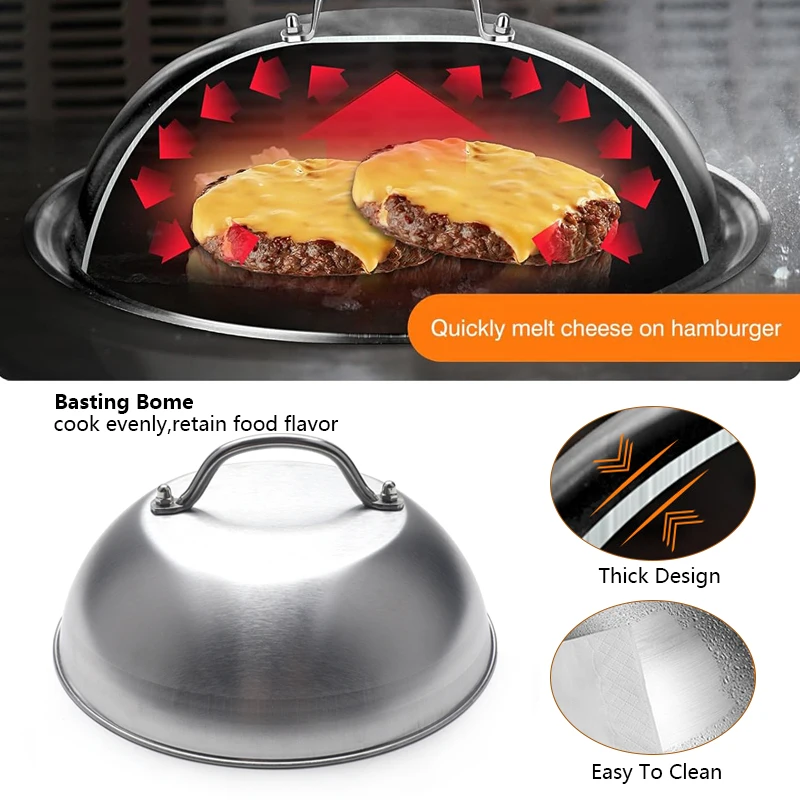 Stainless Steel BBQ Grilling Meat Patty Flipper Scraper Hamburger Presses Set With Cover